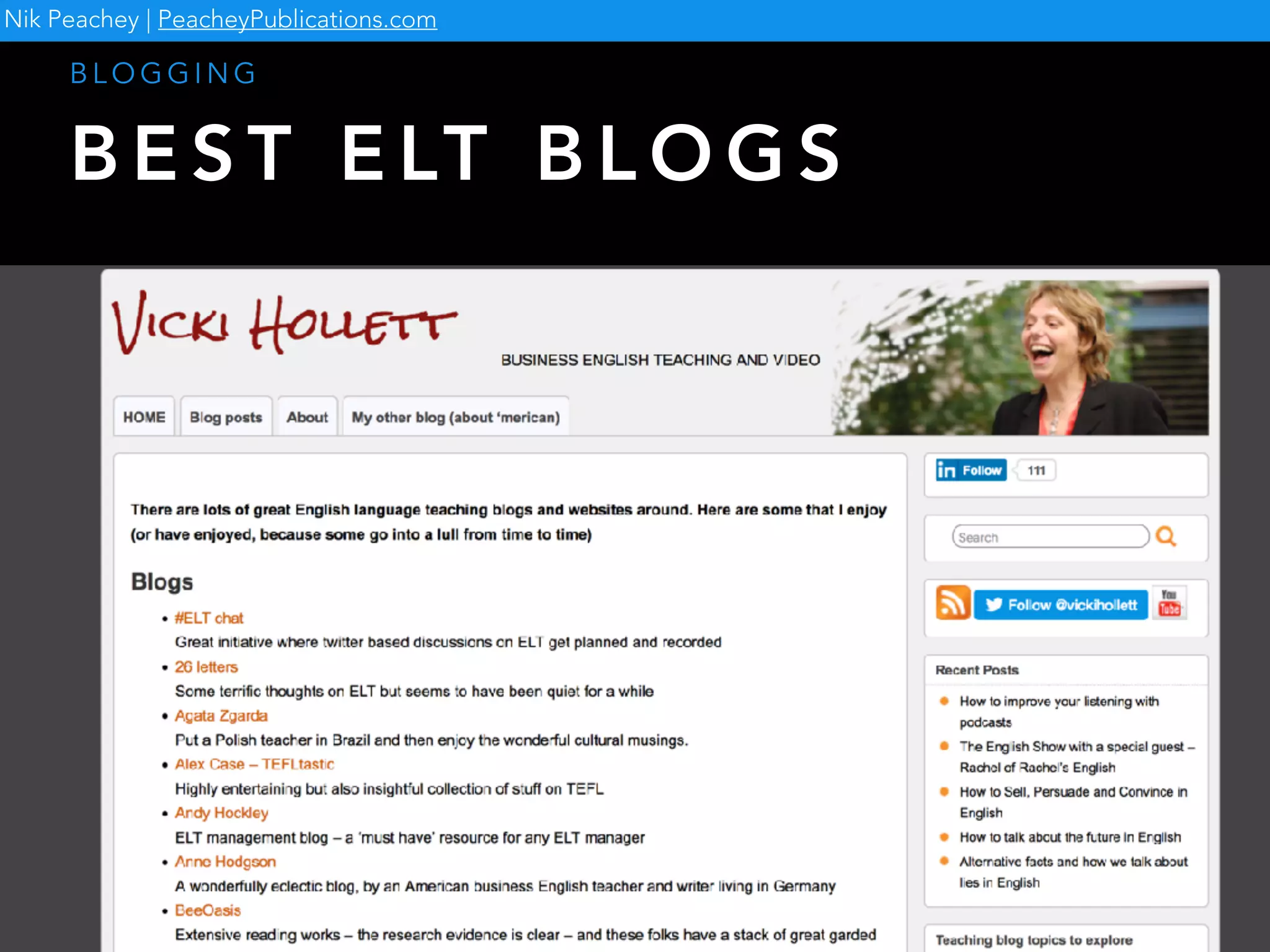 B E S T E LT B L O G S
B L O G G I N G
Nik Peachey | PeacheyPublications.com
 