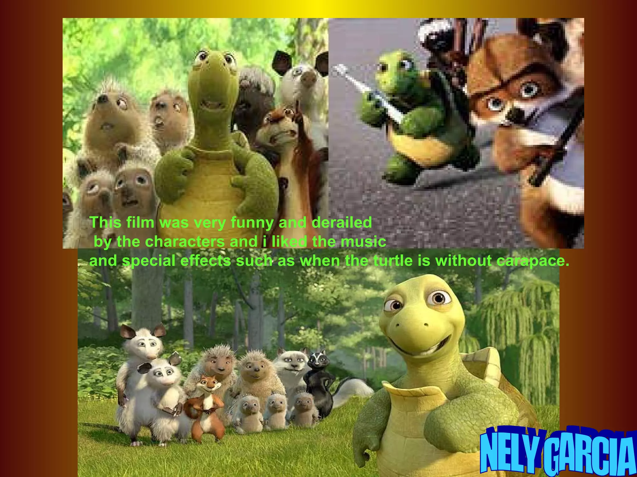 This film was very funny and derailed by the characters and i liked the music  and special effects such as when the turtle is without carapace.   NELY GARCIA 