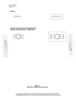 ICS 19-2002
Page 38
© Copyright 2002 by the National Electrical Manufacturers Association.
WOUND ROTOR INDUCTION MOTOR OR
INDUCTION FREQUENCY CONVERTER
Figure 3
GRAPHIC SYMBOLS (continued)
 
