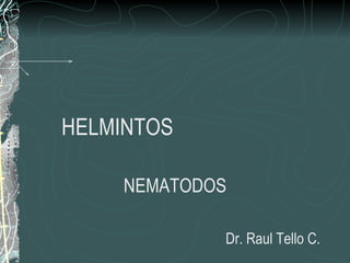HELMINTOS

     NEMATODOS

             Dr. Raul Tello C.
 