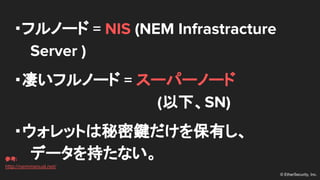 ? EtherSecurity, Inc.
?եΩ` = NIS (NEM Infrastracture
Server )
?तեΩ` = `ѩ`Ω`
(¡SN)
?åȤIФ
ǩ`֤ʤο:
http://nemmanual.net/
 