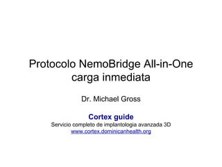 Protocolo NemoBridge All-in-One carga inmediata Dr. Michael Gross Cortex guide Servicio completo de implantologia avanzada 3D www.cortex.dominicanhealth.org 