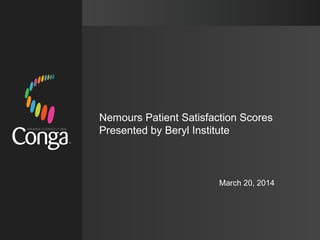 Nemours Patient Satisfaction Scores
Presented by Beryl Institute
March 20, 2014
 