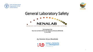 First meeting of the
Near East and North African Soil Laboratory Network (NENALAB)
11 June 2020
by Hanane Aroui-Boukbida
General Laboratory Safety
1
 