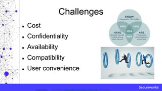 Classification: //Secureworks/Public Use:© SecureWorks, Classification: //Secureworks/Confidential - Limited External Distribution:
Challenges
 Cost
 Confidentiality
 Availability
 Compatibility
 User convenience
 