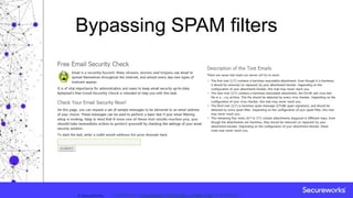 Classification: //Secureworks/Public Use:© SecureWorks, Classification: //Secureworks/Confidential - Limited External Distribution:
Bypassing SPAM filters
 