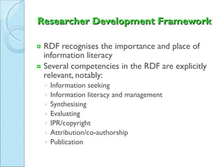 The Seven Pillars of Information Literacy: research lens | PPT