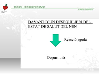 DAVANT D’UN DESEQUILIBRI DEL  ESTAT DE SALUT DEL NEN Reacció aguda Depuració 