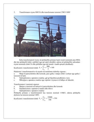 Transformator Rryme Nenstacioni Sharre (220/110/35 KV) -Praktika | DOC