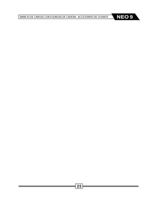 25
NEO 9MANEJO DE CARGAS CON ESLINGAS DE CADENA - ACCESORIOS DE LEVANTE
 