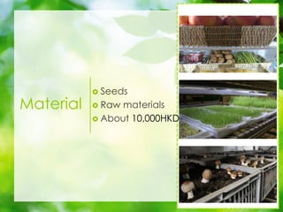 Material
? Seeds
? Raw materials
? About 10,000HKD
 