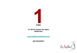 1   Lieu

12, Bd de l’Armee des Alpes
        06300 Nice


www.satellites-teletravail.com

       @LesSatellites
 