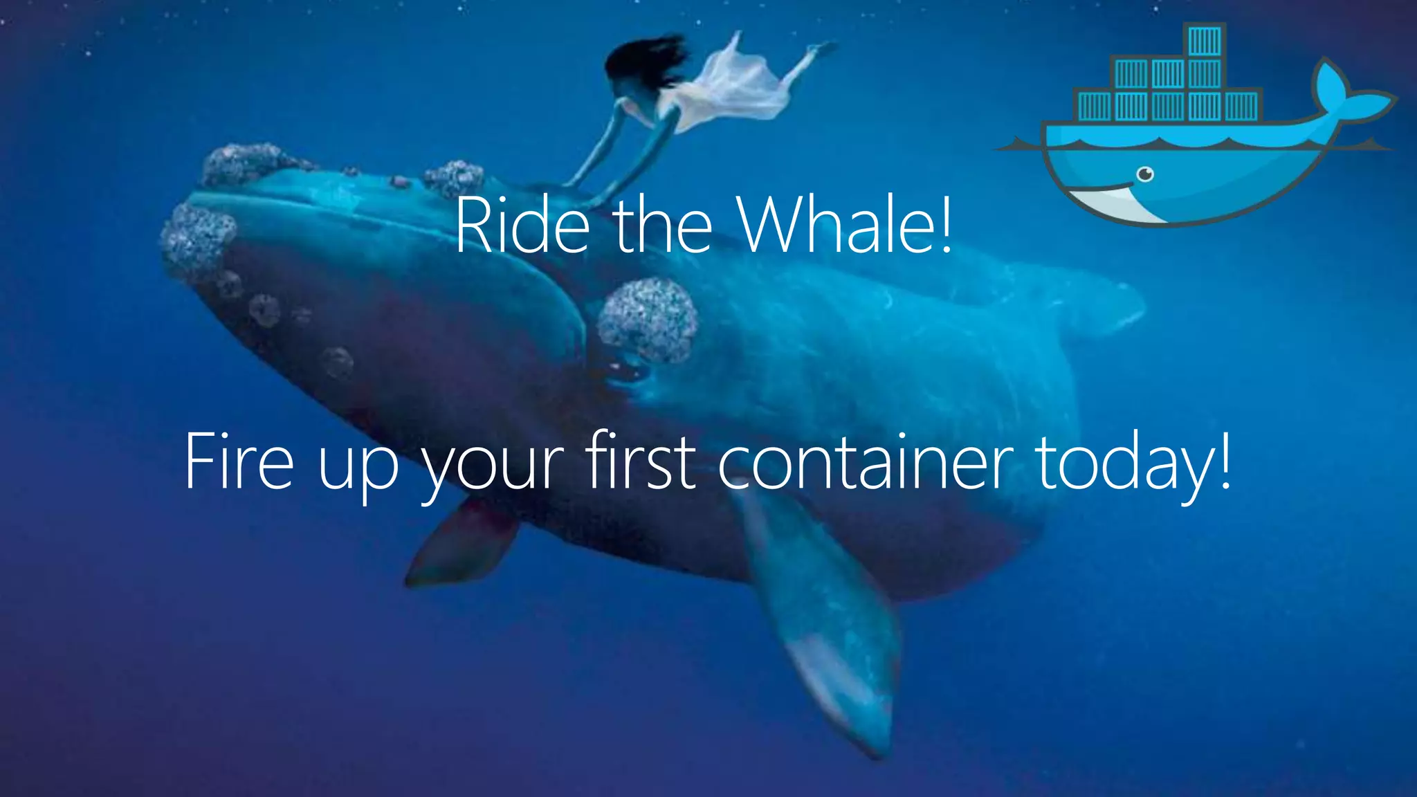 Fire up your first container today!
Ride the Whale!
 