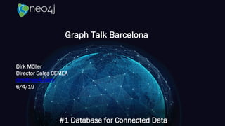 Graph Talk Barcelona
#1 Database for Connected Data
Dirk Möller
Director Sales CEMEA
dirk@neo4j.com
6/4/19
 