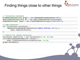 Finding things close to other things
http://blog.neo4j.org/2011/03/neo4j-spatial-part1-finding-things.html
 