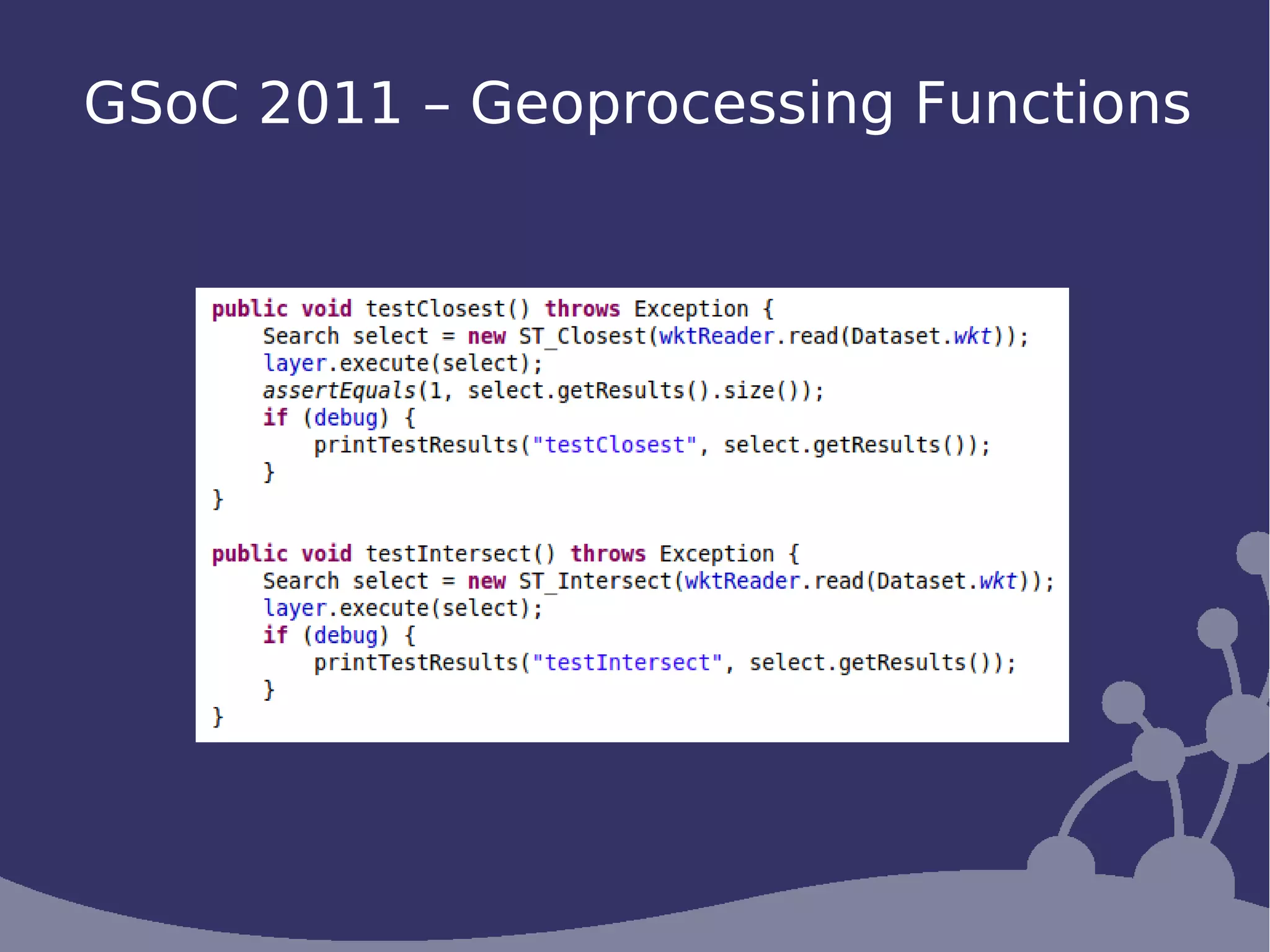 GSoC 2011 – Geoprocessing Functions
 