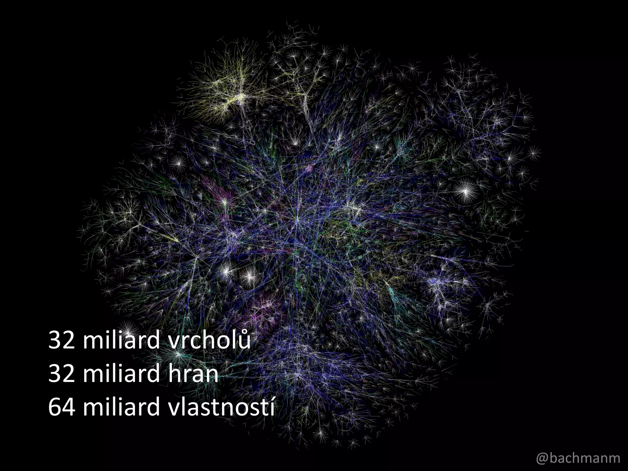 32 miliard vrcholů
32 miliard hran
64 miliard vlastností
                        @bachmanm
 
