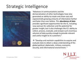 Strategic Intelligence
4
“Advances in communications and the
democratization of other technologies have also
generated an ...