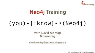 Intro to Neo4j 
and Graph Databases 
David Montag 
Neo Technology 
! 
david@neotechnology.com 
 