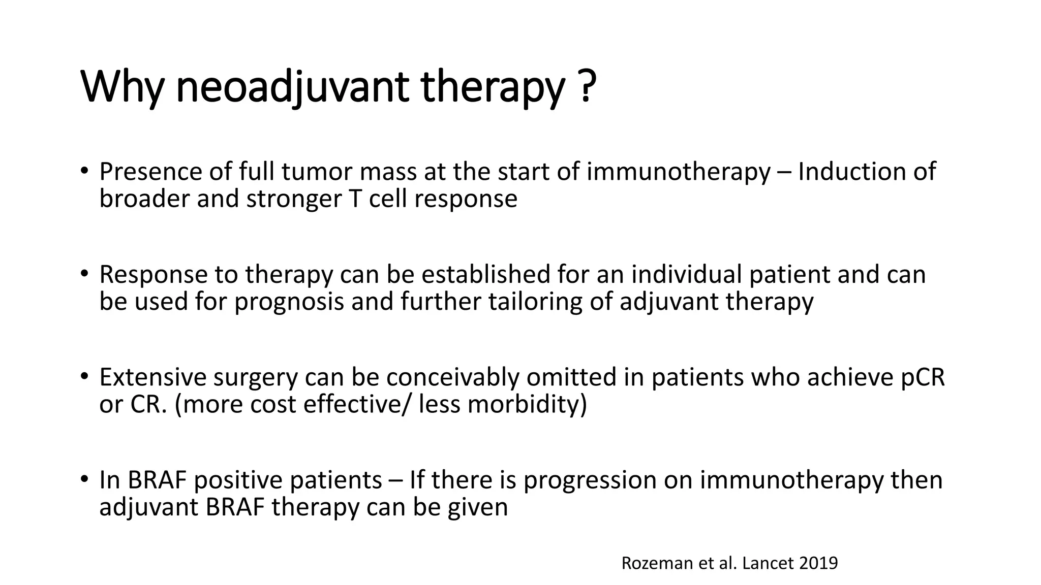 Neoadjuvant or adjuvant immunotherapy in melanoma stage iii | PPTX