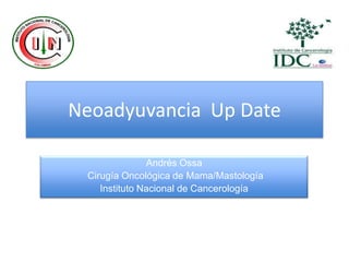 Neoadyuvancia Up Date

               Andrés Ossa
 Cirugía Oncológica de Mama/Mastología
    Instituto Nacional de Cancerología
 