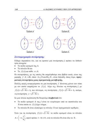 148	
100

4. 6. ΒΑΣΙΚΕΣ ΕΝΝΟΙΕΣ ΤΩΝ ΣΥΝΑΡΤΗΣΕΩΝ

:

x

f x
f:

f,

,

,

,

,

,

,

-

,

.

f
f x .

f x

1 4x »
y

«

,

. .

f x

, «

f,

«

1 4x »

,

,

1 4 x ».
:
f
f x

«

»

.
.
f x

,

1
,
4

1 4x

1 4x 0 ,

.

 