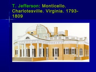 T. Jefferson : Monticello.
Charlotesville. Virginia. 1793-
1809
 