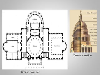 Ground floor plan
Dome cut section
 