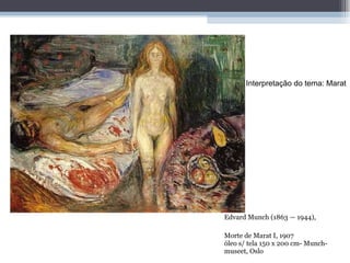 Edvard Munch (1863 — 1944), Morte de Marat I, 1907  óleo s/ tela 150 x 200 cm- Munch-museet, Oslo Interpretação do tema: Marat 