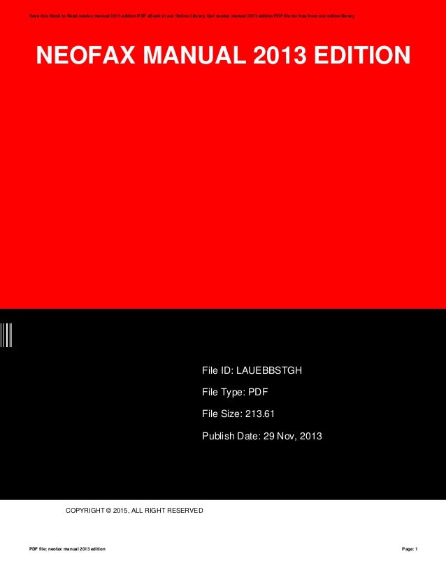 neofax manual 2013 edition