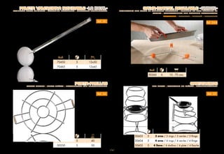 PALETA VALENCIANA INOXIDABLE -LA IDEAL-                                                SALVA-MANTEL REGULABLE -GUISON-
STAINLESS STEEL SKIMMER • ÉCUMOIRE INOXYDABLE • EDELSTAHL SCHAUMKELLE    ADJUSTABLE AND FOLDS UP TABLEMAT PROTECTOR • DESSOUS DE PLAT RÉGLABLE ET
                                                                                                  PLIABLE • VERSTELLBARER UND KLAPPBAR UNTERSETZER
                                                                                                              PATENTADO • Patented • Breveté • Patentiert


                                                               Ref. 30                                                                          Ref. 24-A




                                 Cod.                   Cm.

                                70450         5        12x50
                                70465         5        12x65
                                                                                                  Cod.
                                                                                              30260       6       10 - 70 cms


                                             PORTA-PAELLAS                                                                           SARTENEROS
         PAELLA HOLDER • PORTE-PAËLLA • UNTERSETZER FÜR PAELLAPFANNEN                              PAN RACKS • EMPILEURS DE POÊLES • PFANNENSTÄNDER



                                                               Ref. 24                                                                           Ref. 25




                                                                                     Cod.                            Mod.
                                 Cod.                    Ø                          30603     5      3 aros / 3 rings / 3 cercles / 3 Ringe
                                                        cm.
                                30240         5          40                         30604     5      4 aros / 4 rings / 4 cercles / 4 Ringe
                                30250         5          50                         30605     5     4 llano / 4 shallow / 4 plate / 4 flasche

       Ferretería Online www.neoferr.com - Tel: 902 002 390 - Fax: 902 002 391 - Email: info@neoferr.com
                                                     24
 