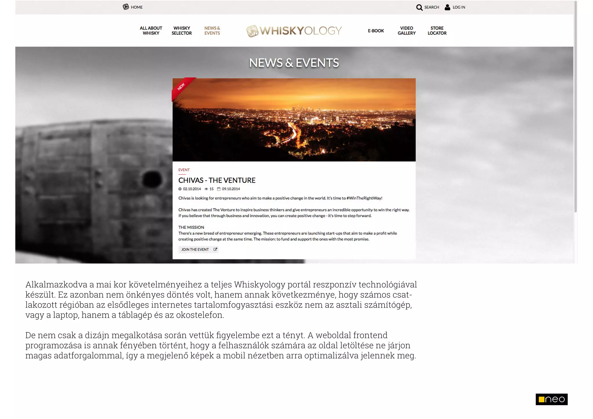 A Whiskyology.com oldal tervezése során minden ikon megtervezésekor elsődleges célunk a fel­
használó segítése volt, és az informatív, illetve navigációs elemeket csak a megfelelő mértékben
redukáltuk ikonokká. Célunk a fogyasztható dizájn mellett a felhasználóbarátság megtartása, a
navigációs elemek gyors beazonosíthatósága volt.
 