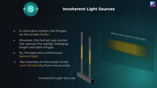 Incoherent Light Sources
Incoherent Light Sources
● However, the human eye cannot
the capture the rapidly changing
bright ...