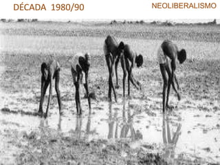 NEOLIBERALISMODécada de 1970Eurodólares-concentração de capitais industriais das multinacionais americanasForma-dinheiroLucros na produção e na esfera financeiraQueda de rentabilidade do capital industrial (estagnação e inflação)Quebra das legislações nacionais protetoras impulsiona os euromercadosTrajetória de crescimento 1973 até 1980