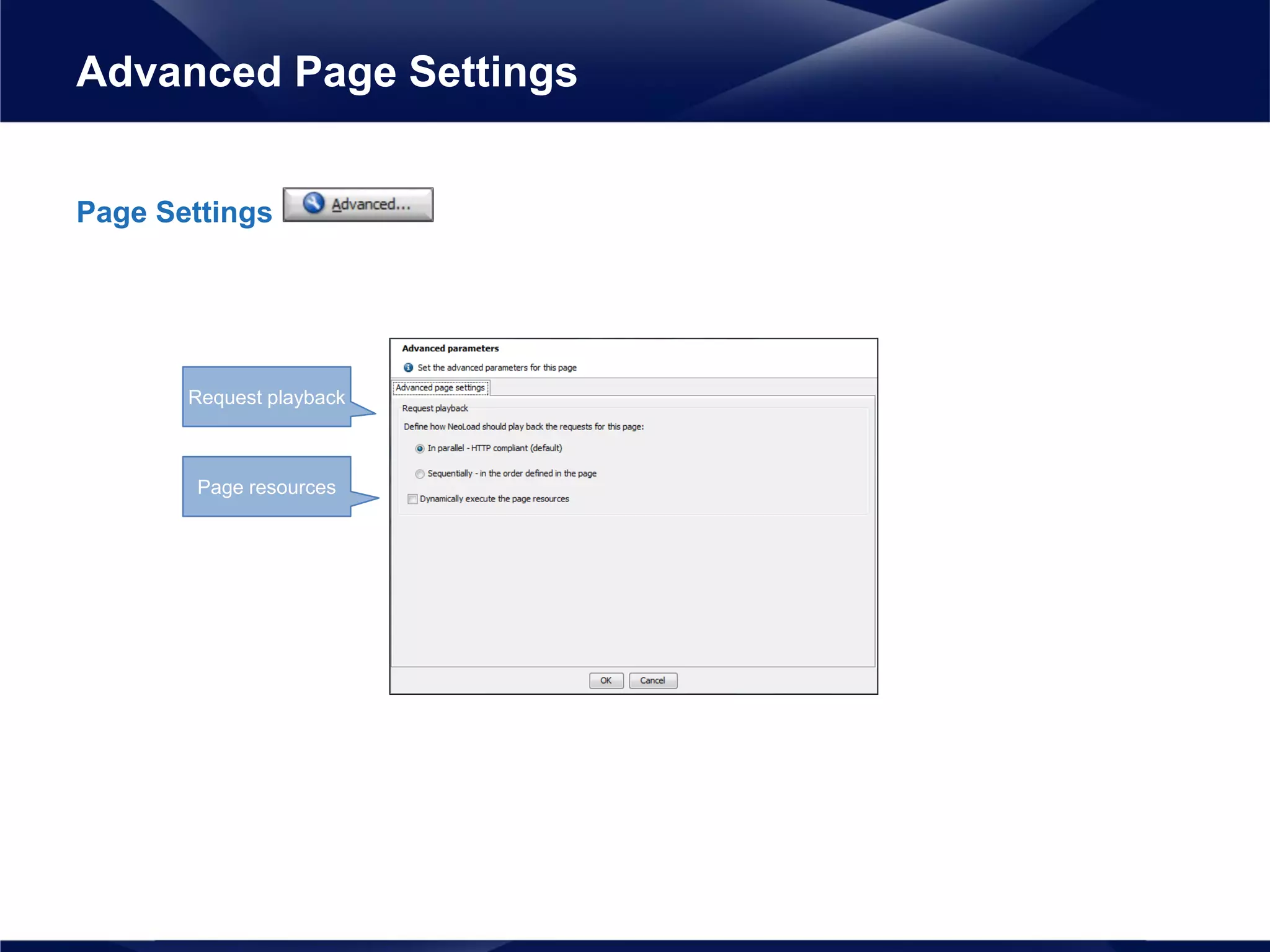 Page Settings
Advanced Page Settings
Page resources
Request playback
 