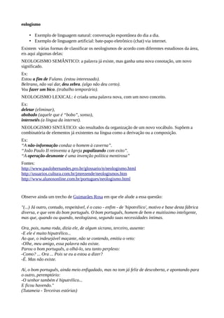 Neologismo definição | ODT