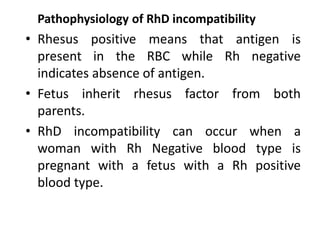 Incompability Rhesus Neonatal jaundice power pointpresentation | PPTX