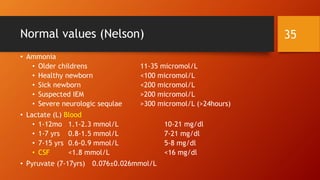 Nelson Lab Values Neonatal metabolic encephalopathy | PPTX
