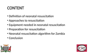 Neonatal Resuscitation describing the practices in Zambia | PPTX