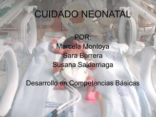CUIDADO NEONATAL POR: Marcela Montoya Sara Barrera  Susana Saldarriaga Desarrollo en Competencias Básicas 