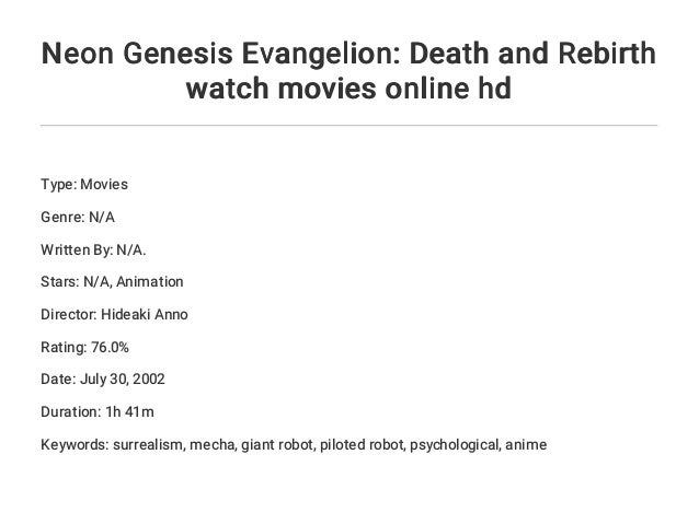 Neon Genesis Evangelion Death And Rebirth Watch Movies Online Hd