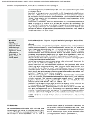 Neoplasia intraepitelial cervical, análisis de las características clínico-patológicas 13
Introducción
Las enfermedades pr...