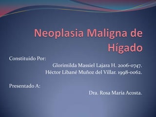 Constituido Por:
Glorimilda Massiel Lajara H. 2006-0747.
Héctor Libané Muñoz del Villar. 1998-0062.
Presentado A:
Dra. Rosa María Acosta.
 