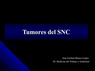 Tumores del SNCTumores del SNC
Juan Esteban Blanco López
R1 Medicina del Trabajo y Ambiental
 