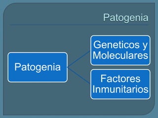 Geneticos y
Moleculares
Patogenia
Factores
Inmunitarios

 