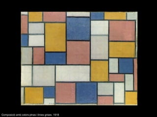Composició amb colors plnas i línies grises. 1918
 