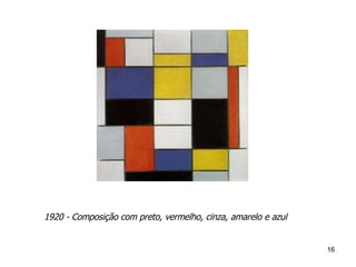1920 - Composição com preto, vermelho, cinza, amarelo e azul   