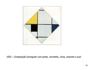 1925 -  Composição lozangular com preto, vermelho, cinza, amarelo e azul   