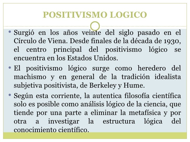 Neopositivismo, empirismo lógico