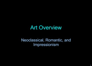 Art Overview Neoclassical, Romantic, and Impressionism 